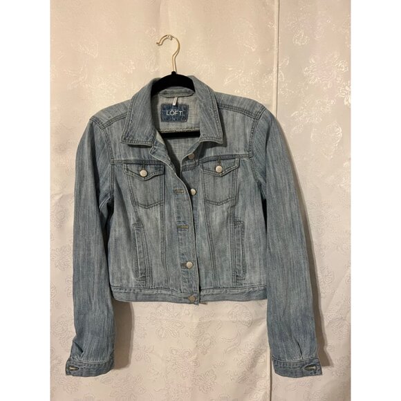 Ann Taylor LOFT  Womens Jacket Light Wash Blue S Small Jean Denim Classic - Picture 9 of 11